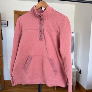LL Bean organic cotton quarter snap in dusty rose